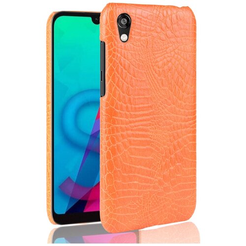 фото Чехол-накладка mypads на huawei y5 2019/huawei honor 8s / 8s prime (ksa-lx9) элегантный тонкий на пластиковой основе с дизайном под кожу крокодила оранжевый