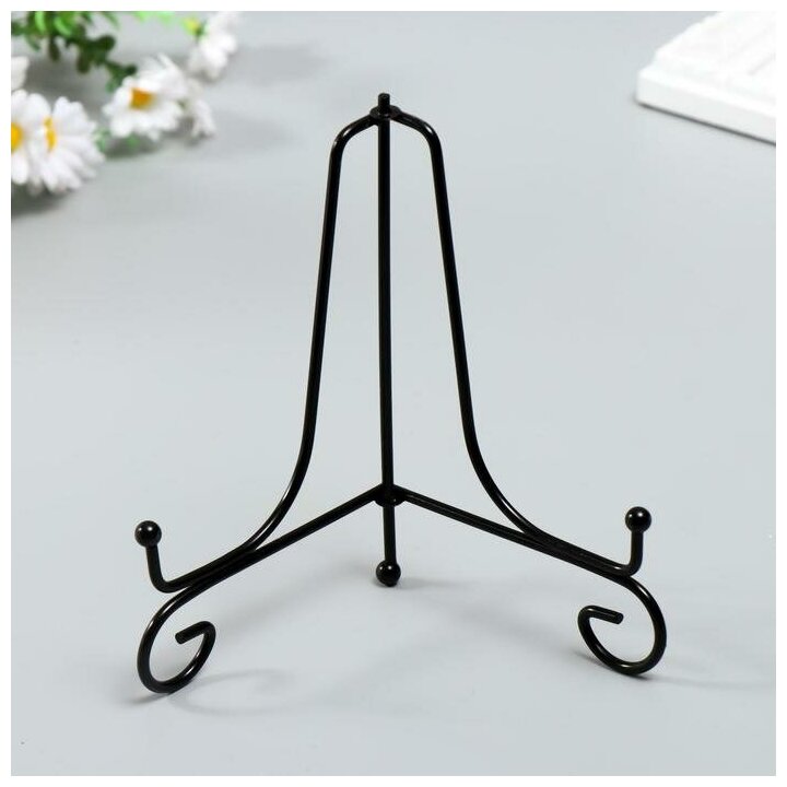 фото Подставка для тарелок металл 17,5х11,5 см, чёрная "Узорная" для тарелок d=18-20 см 5240636