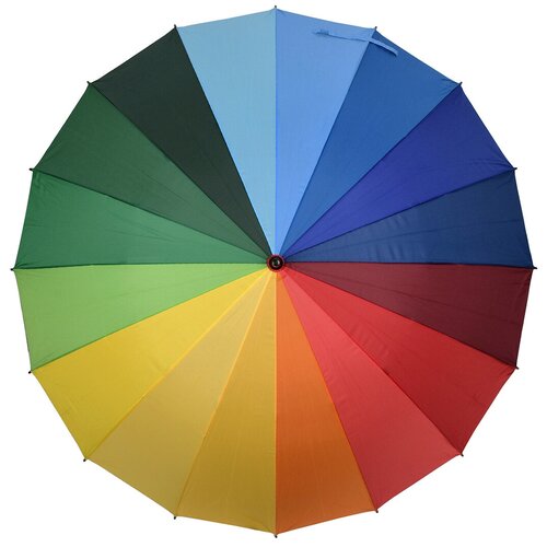 Женский зонт трость радуга 16 спиц, диаметр купол 120см, полуавтомат, антиветер Popular разноцветного цвета
