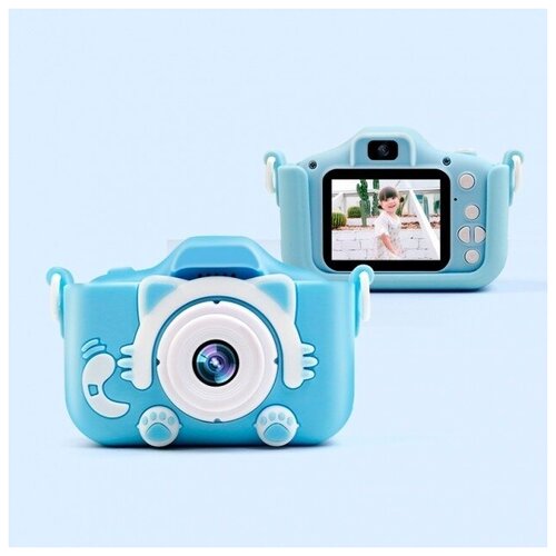Детский цифровой фотоаппарат Kitty с играми, голубой