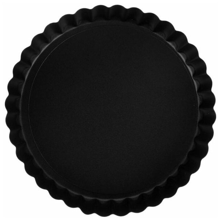 Форма для выпечки «Жаклин. Рифлёный круг», d=13,5 см, съёмное дно, антипригарное покрытие, цвет чёрный - фотография № 3