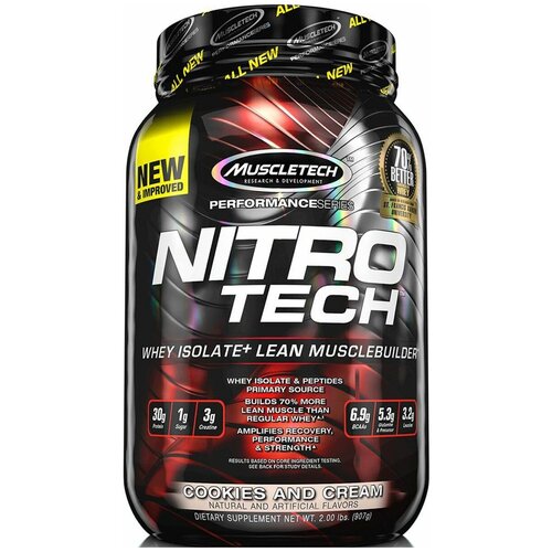 фото Протеин сывороточный muscletech nitro-tech whey gold isolate 907 гр. (печенье-крем)