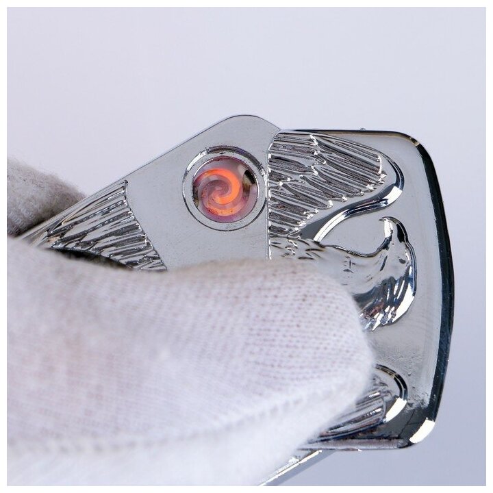 Зажигалка электронная "Орёл" в подарочной коробке USB спираль часы с подсветкой 4503203