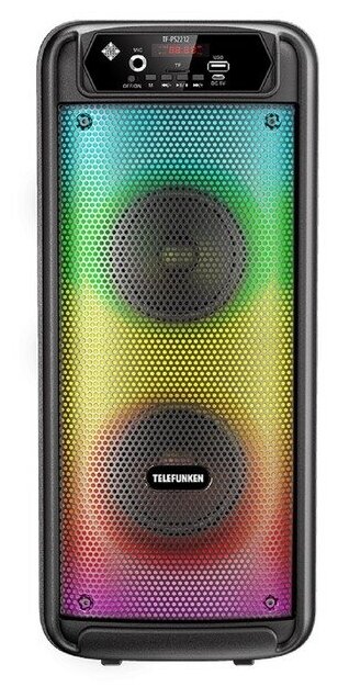 Портативная колонка Telefunken TF-PS2212, 25 Вт, 1800мАч, FM, BT, microSD, USB, подсветка