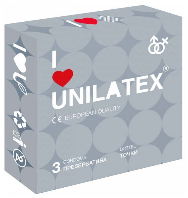 Unilatex / Презервативы Unilatex Dotted 3 шт., С точечной поверхностью.