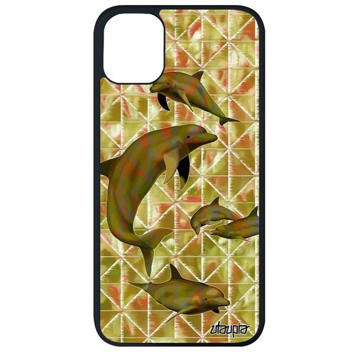 фото Противоударный чехол на мобильный // apple iphone 11 pro max // "дельфины" морские афалина, utaupia, светло- зеленый