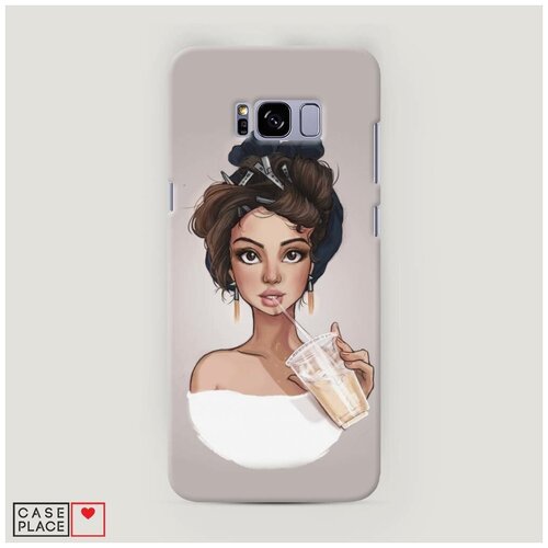 фото Чехол пластиковый samsung galaxy s8 plus девушка с фраппе case place