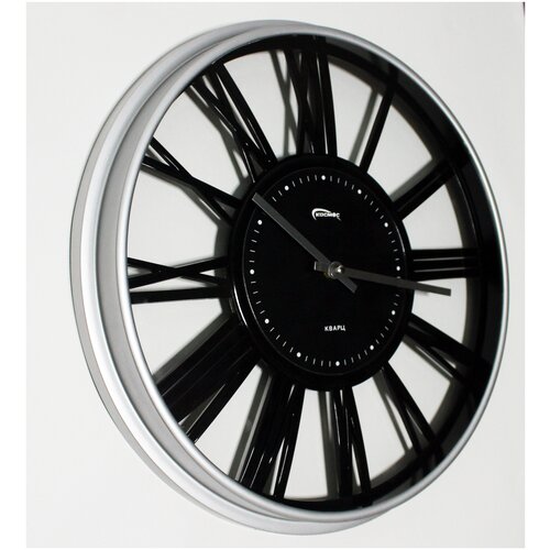 Часы настенные серые/бесшумные/большие/дизайнерские для гостинной, офиса диаметр 40 см