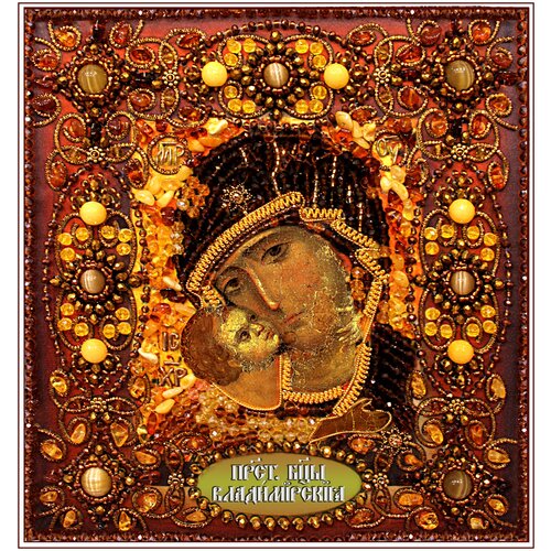 фото Набор для вышивания хрустальными бусинами образа в каменьях арт. 77-ц-05 богородица владимирская 17х18 см