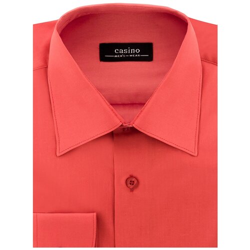 фото Рубашка мужская длинный рукав casino c530/1/rust/z, полуприталенный силуэт / regular fit, цвет коричневый, рост 174-184, размер ворота 40