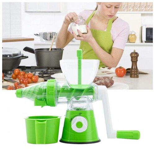 Соковыжималка ручная шнековая с ручкой для мягких фруктов и овощей зеленая 222500₽