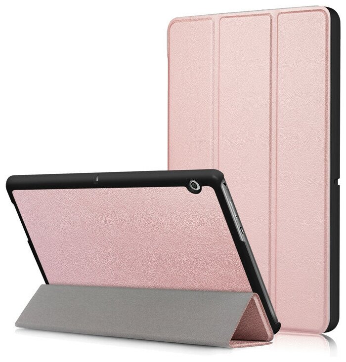 Чехол-обложка MyPads для Huawei MediaPad T3 10 LTE (AGS-L09/L03) 9.6 тонкий умный кожаный на пластиковой основе с трансформацией в подставку розовый