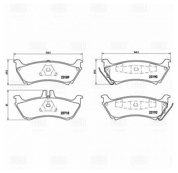 Колодки торм. для а/м Mercedes ML (W163) (98-) диск. зад. т/с Bosch (PF 4061), TRIALLI PF4061