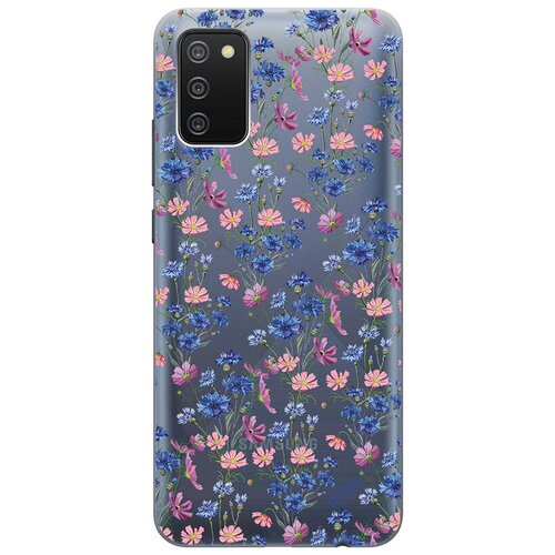 Ультратонкий силиконовый чехол-накладка ClearView для Samsung Galaxy A02s с 3D принтом Lovely Cornflowers ультратонкий силиконовый чехол накладка clearview для huawei p smart 2021 с 3d принтом lovely cornflowers