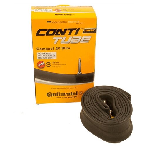 Камера велосипедная Continental compact 20 slim, 28-406 / 32-451, s42 continental камера compact 20 32 406 47 451 s42