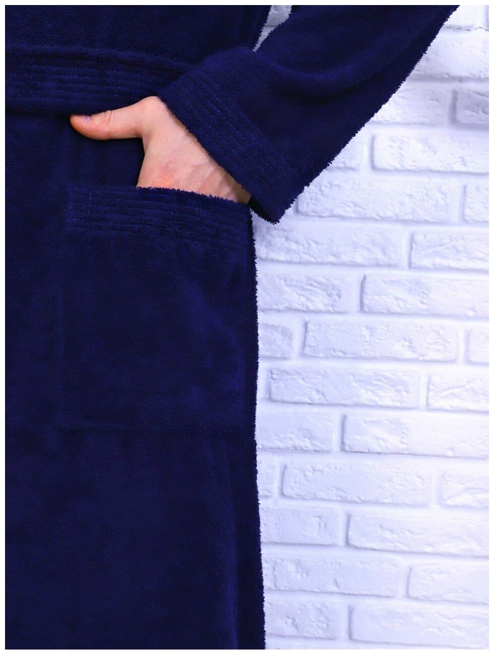 Халат мужской махровый AnShey Home темно-синий, размер 52-54 - фотография № 8