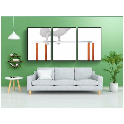 фото Набор модулных постеров для интерьера "белый кобель, 3d человек, изолированный" 60x90 см. в тубусе, без рамки lotsprints