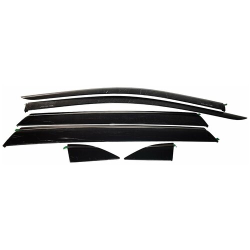 Дефлекторы окон TOYOTA RAV4 2019-, ветровики накладные, с хромированным молдингом 6 частей, ORG-011 надпись RAV4