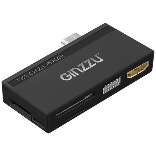 Card Reader внешний GiNZZU, (GR-862UB) Черный Type C HDMI+USB2.0+U2:SD/TFx2