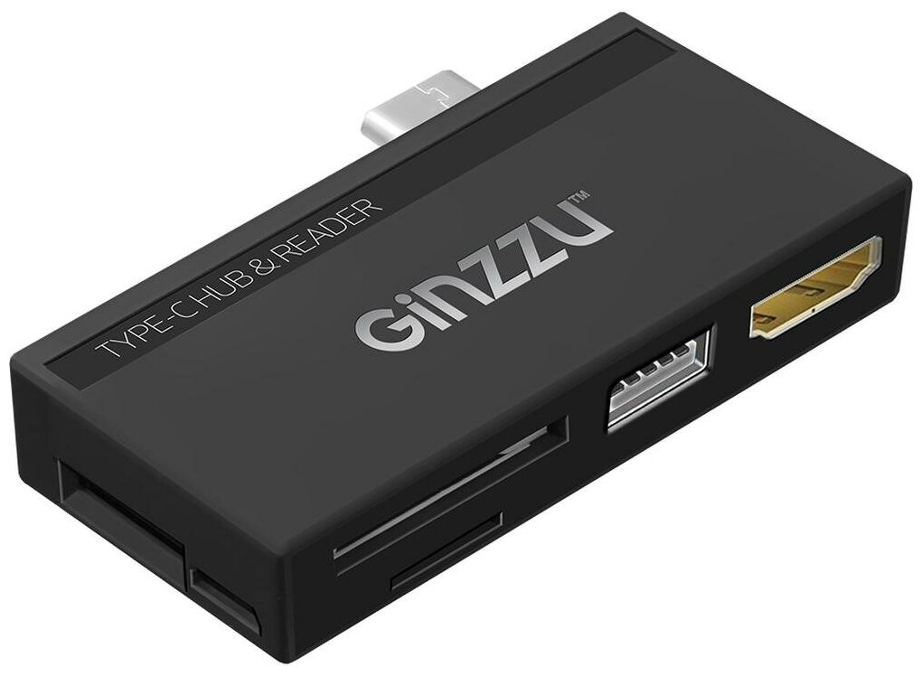 Card Reader внешний GiNZZU (GR-862UB) Черный Type C HDMI+USB2.0+U2: SD/TFx2