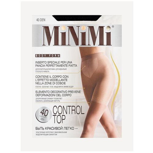 фото Колготки minimi control top, 40 den, с ластовицей, утягивающие, с шортиками, матовые, размер 2-3, черный