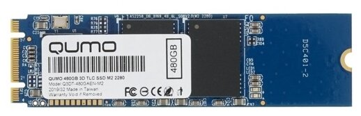 Внутренний SSD-накопитель Qumo Novation 480GB, M.2 2280, SATA-III, 3D TLC, Черный Q3DT-480GAEN-M2