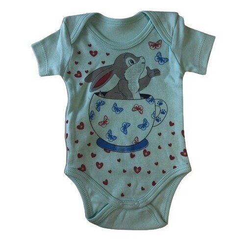 голубое боди для новорожденного с зайкой