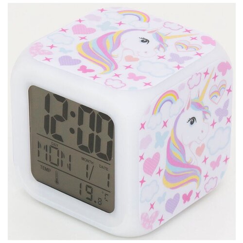 фото Часы-будильник единорог №26 (с подсветкой) pixel crew