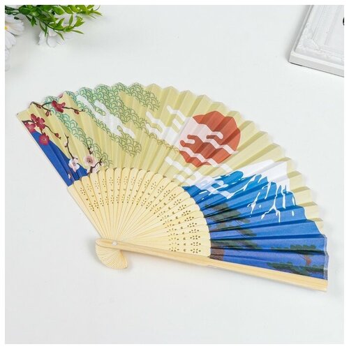 Веер бамбук, бумага h=21 см 