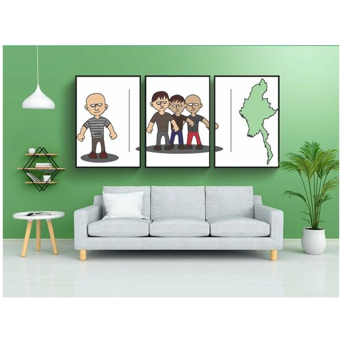 фото Набор модулных постеров для интерьера "человек, мужчины, плохой" 60x90 см. в тубусе, без рамки lotsprints