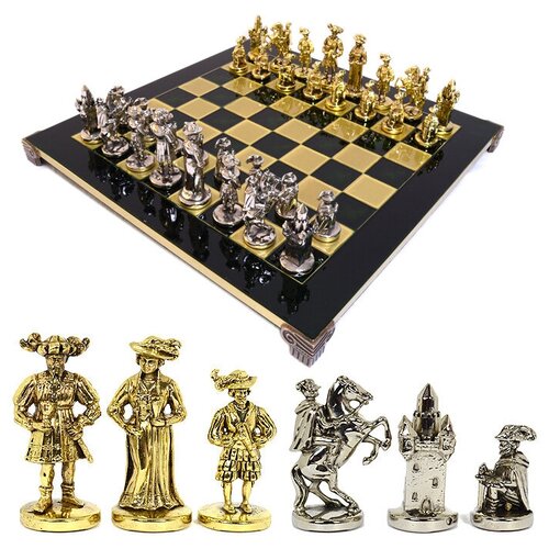 фото Manopoulos шахматный набор рыцари средневековья золото-серебро 475*475*80мм