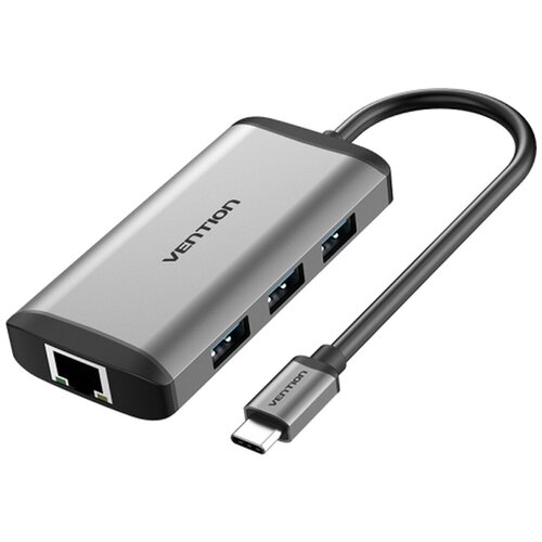 3-port USB Type C Hub Vention CNCHB (USB 3.1 M / OTG USB 3.0 F x 3 / HDMI 19F / RJ45 F / USB Type C F) хаб usb с сетевой картой 3 x usb 3 0 type a 1 xrj45 1гб сек orient jk 340