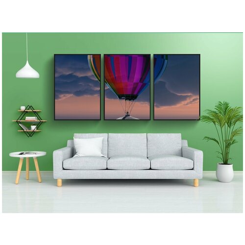 фото Набор модулных постеров для интерьера "слон, воздушный шар, летающий" 60x90 см. в тубусе, без рамки lotsprints