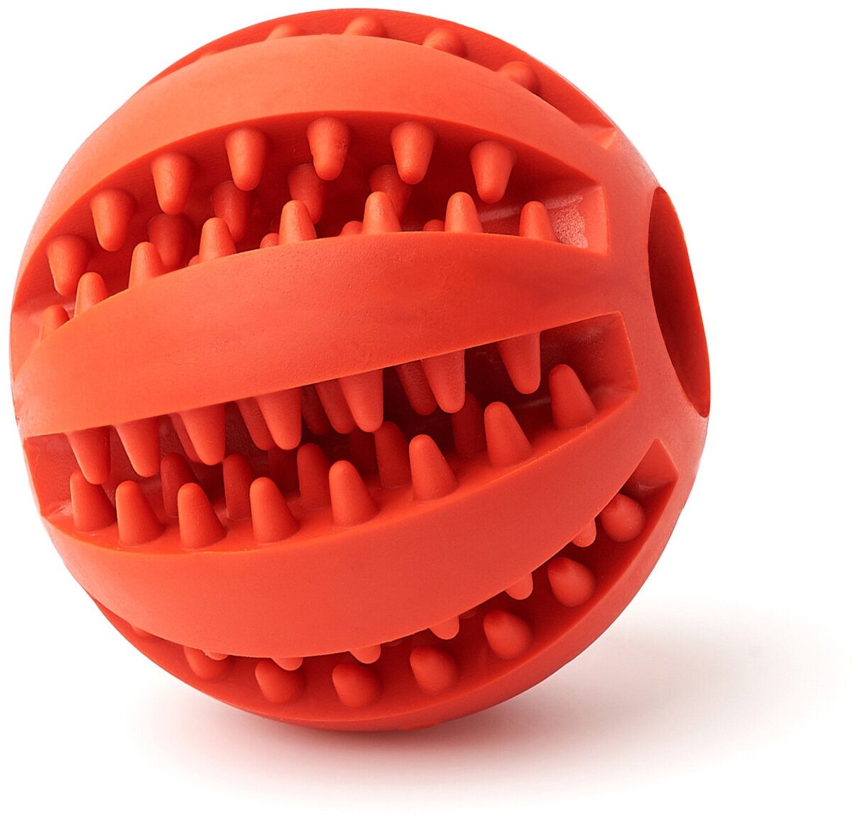 Игрушка мяч для собак резиновый неубиваемый "Чистые Клыки", "Играй Гуляй", со вкусом мяты, цвет: красный, диаметр 5 см - фотография № 1