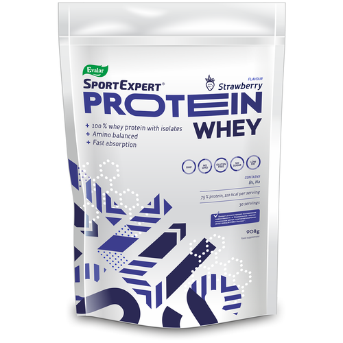 Протеин SportExpert Whey Protein, 908 гр., клубника протеиновый коктейль эвалар sportexpert 908 гр