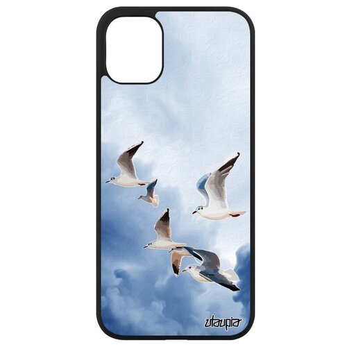 фото Ударопрочный чехол на телефон // iphone 11 // "чайки" дизайн моевка, utaupia, розовый