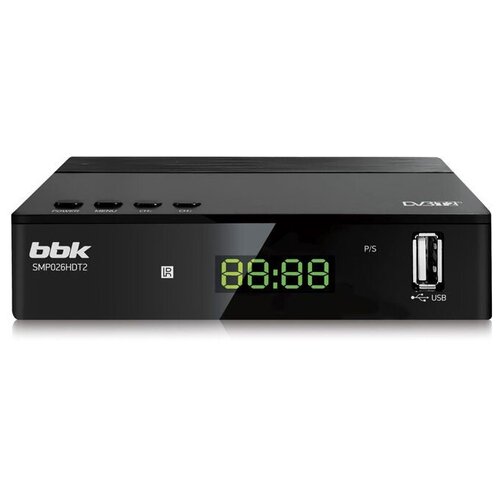 Цифровой телевизионный DVB-T2 ресивер BBK SMP026HDT2, черный, HDMI выход, USB флеш, пульт ДУ selenga t81d цифровой тв приемник tv тюнер ресивер приставка цифрового эфирного телевидения бесплатно 20 каналов dvb t2