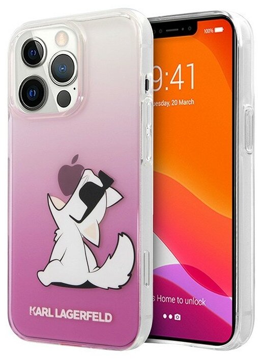 Чехол Karl Lagerfeld Choupette Fun Hard Gradient для iPhone 13 Pro, розовый