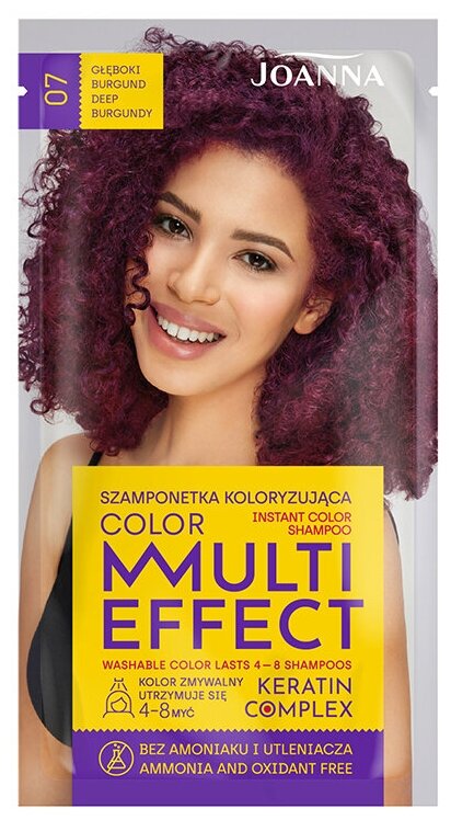 Оттеночный шампунь для волос JOANNA MULTI EFFECT COLOR тон 07 (Глубокий бургунди) 35 г