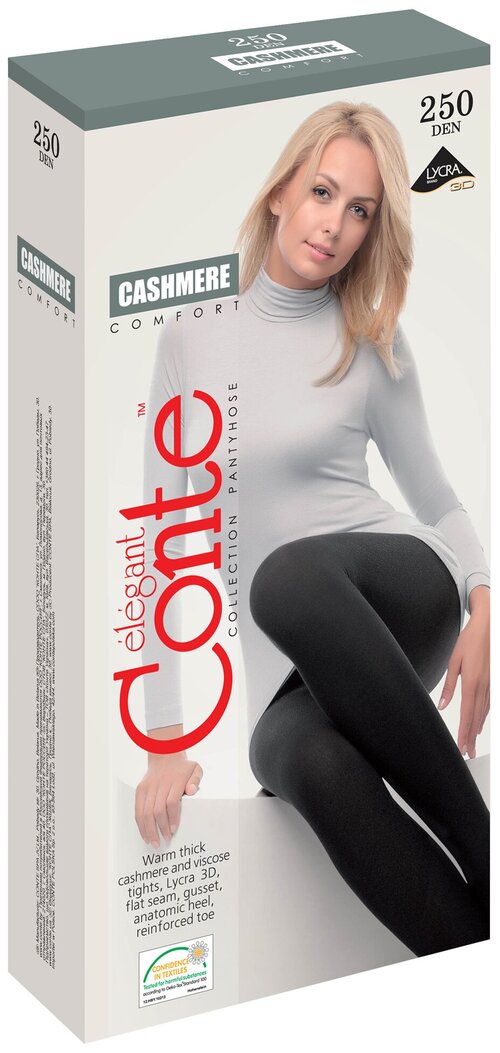 Колготки  Conte elegant Cashmere, 250 den, размер 5, черный