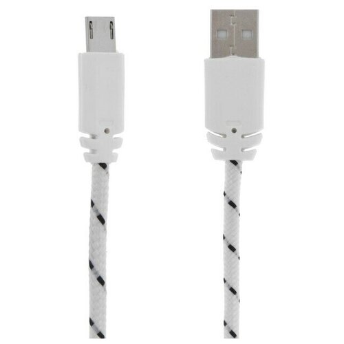 Кабель LuazON, microUSB - USB, 1 А, 1 м, оплётка нейлон, белый кабель luazon microusb usb 1 а 2 м белый 4283692