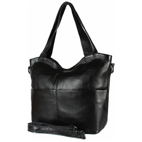 фото Сумка/сумка женская/натуральная кожа/meyninger/а-св-235/черный/модель шоппер/с двумя ручками