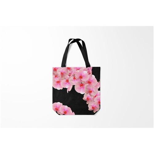 фото Сумка-шоппер / 40х40 см / девушкам / цветочки и бабочки орхидеи в ночи burnettie