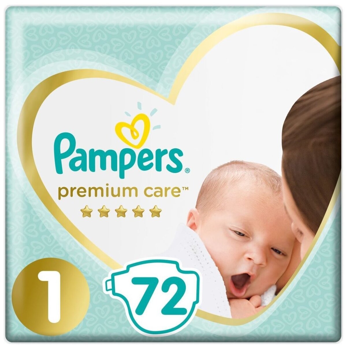 Pampers подгузники Premium Care 1, 2-5 кг, 72 шт., голубой