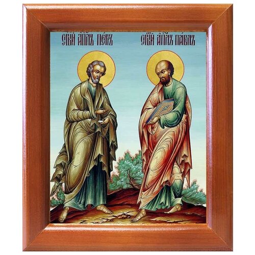 Святые первоверховные апостолы Петр и Павел, икона в рамке 12,5*14,5 см святые первоверховные апостолы петр и павел белый киот 14 5 16 5 см