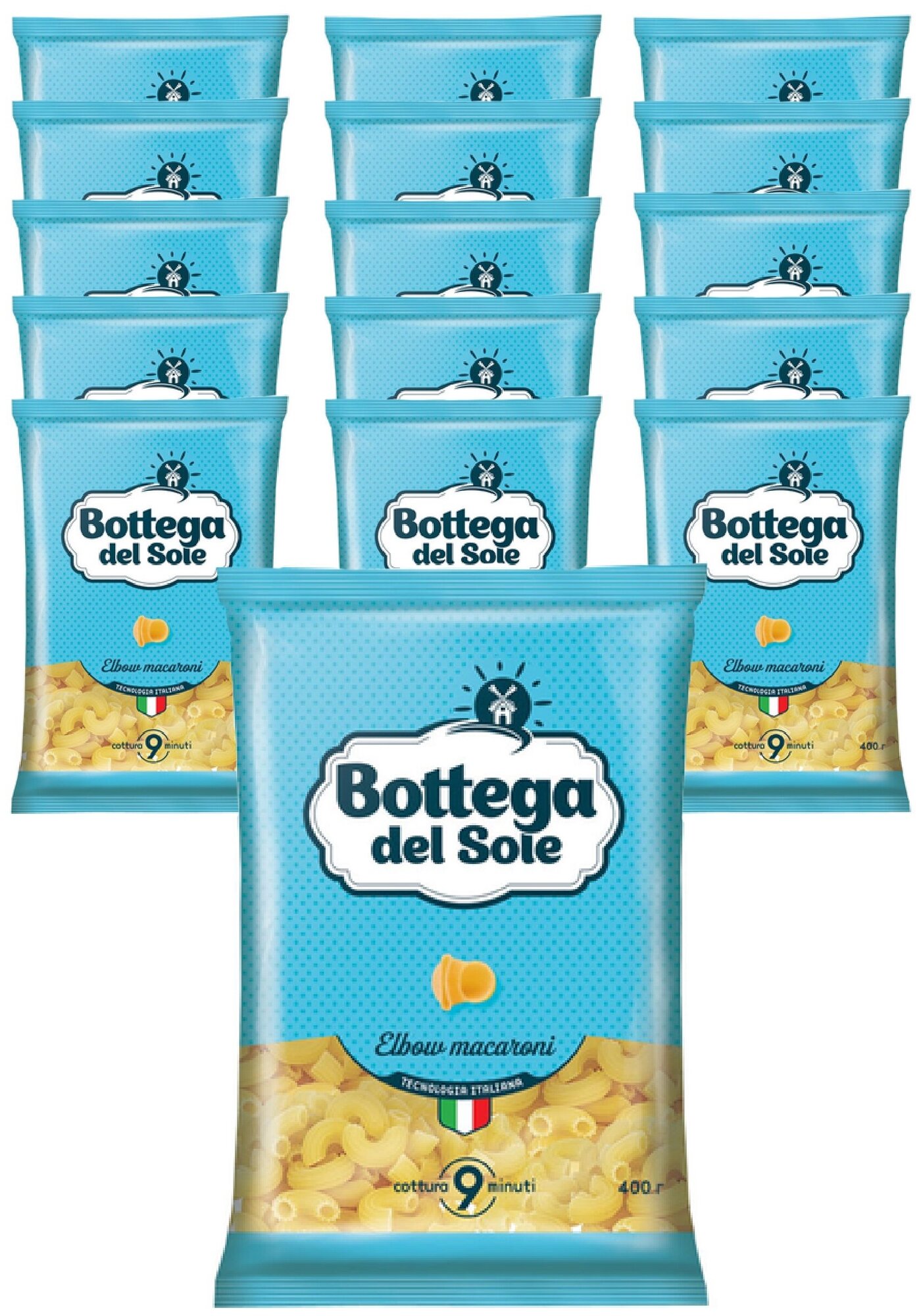 «Bottega del Sole», макаронные изделия «Рожки», 400 г (упаковка 20 шт.)