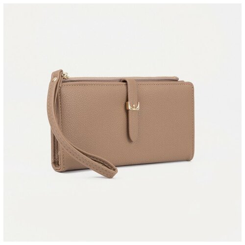 фото Кошелек , текстиль, на кнопках, 2 отделения для банкнот, отделение для монет, розовый, бежевый