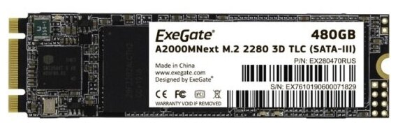 SSD диск Exegate A2000MNext 480 Gb M.2 2280 3D TLC (SATA-III)