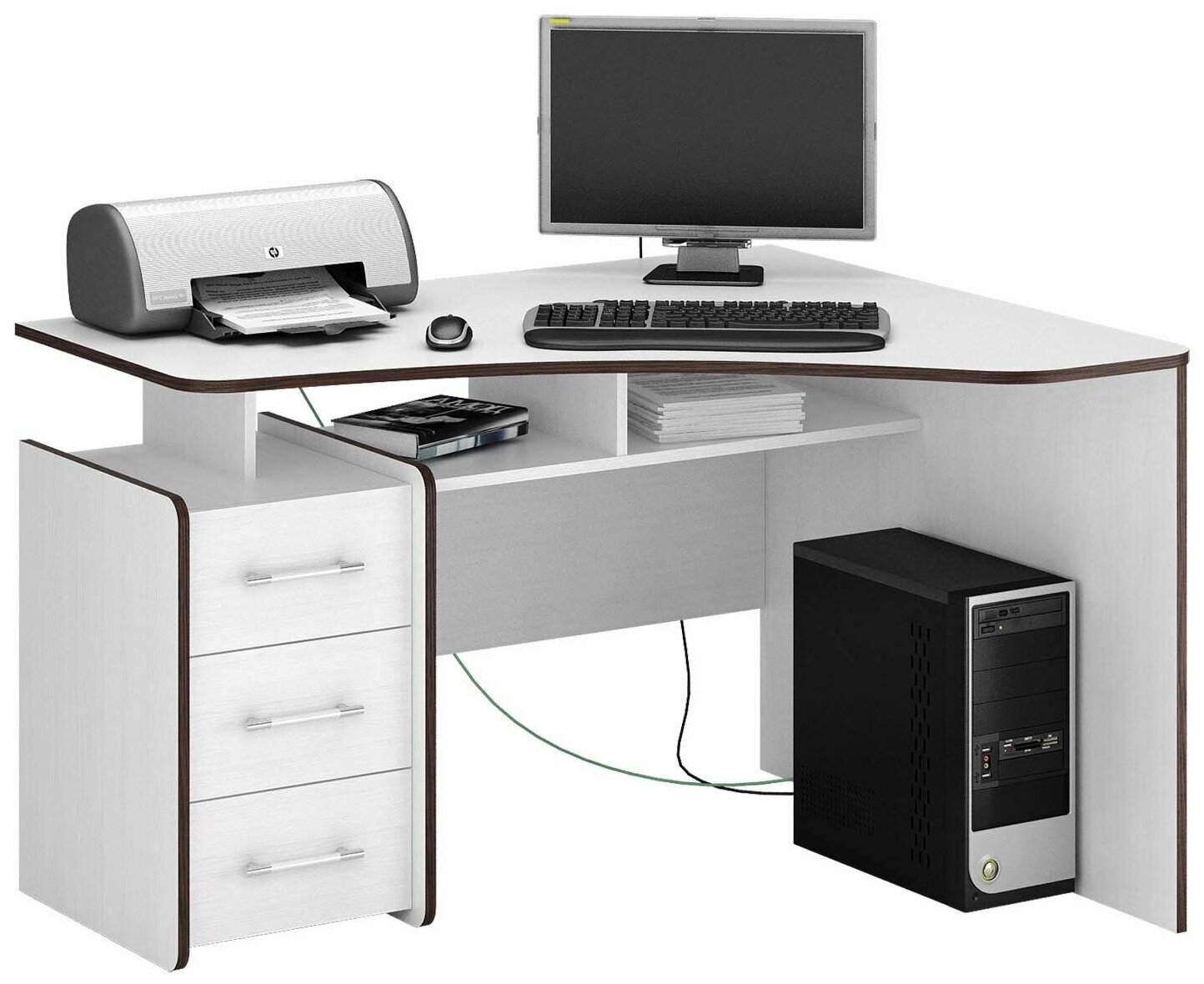 фото Стол угловой MfMaster Триан-5 правый белый