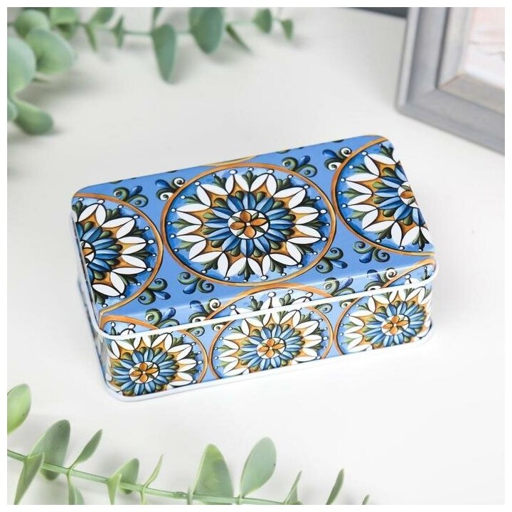 фото Шкатулка металл прямоугольная "Узоры на плитке" микс 4х11,5х6,5 см 5079700